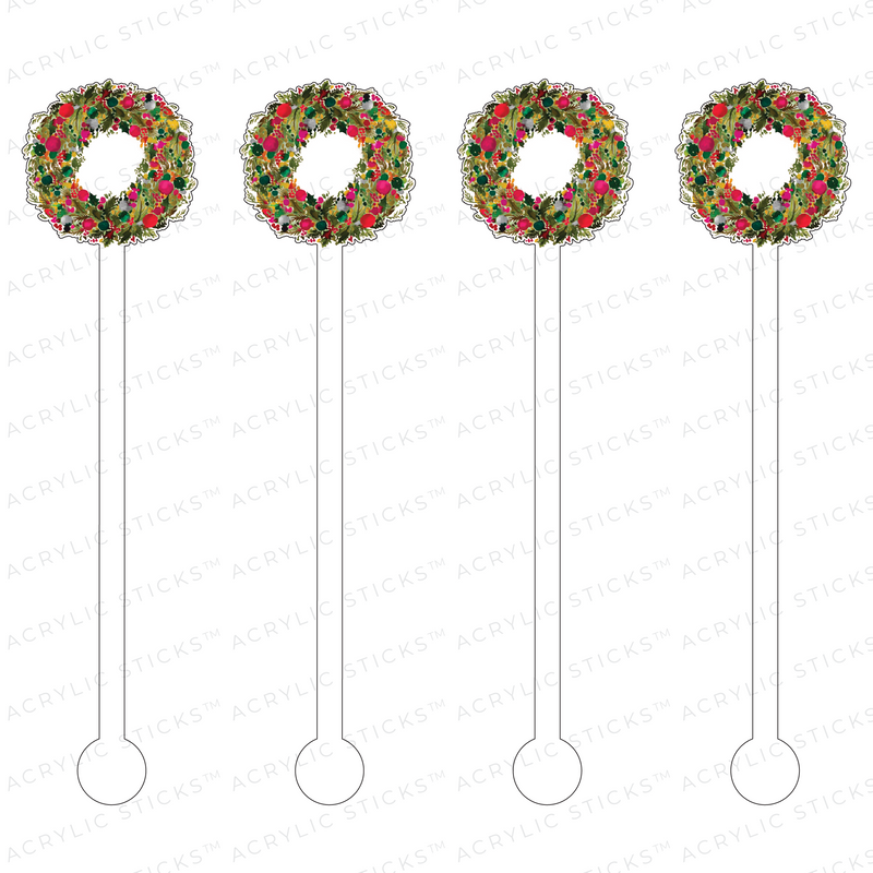 CHRISTMAS WREATH ACRYLIC STIR STICKS