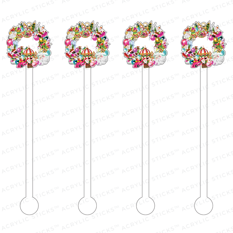 CHRISTMAS ORNAMENTS WREATH ACRYLIC STIR STICKS