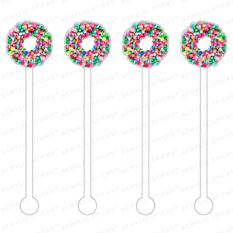 HOLIDAY BAUBLES WREATH ACRYLIC STIR STICKS