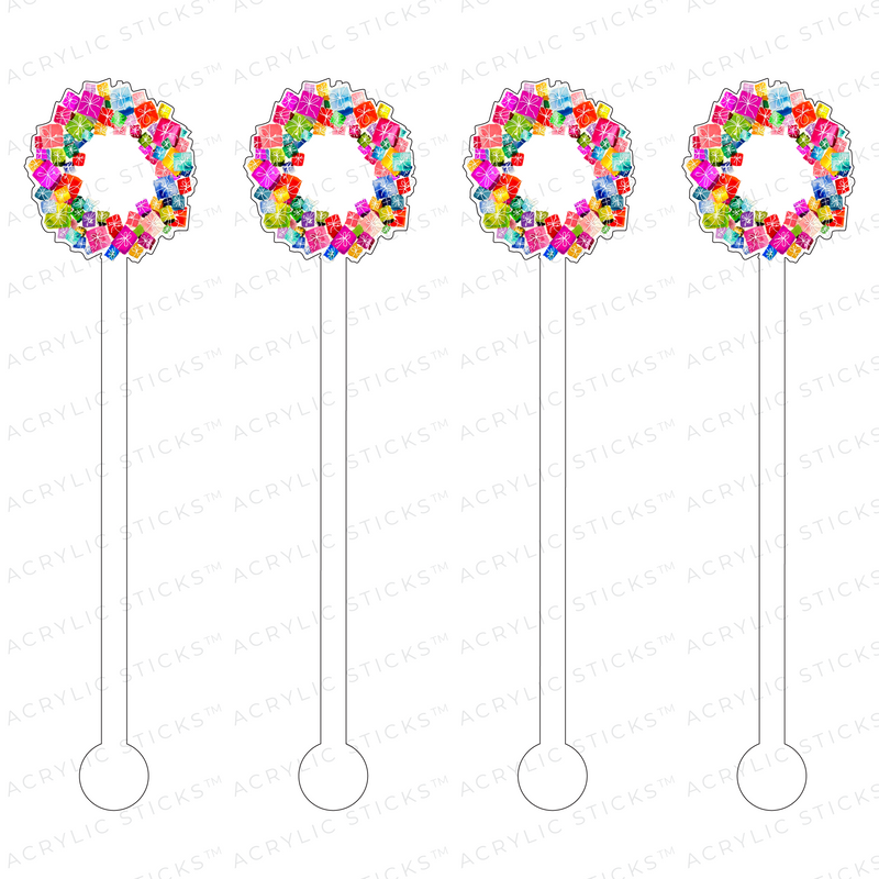 HOLIDAY PRESENTS WREATH ACRYLIC STIR STICKS