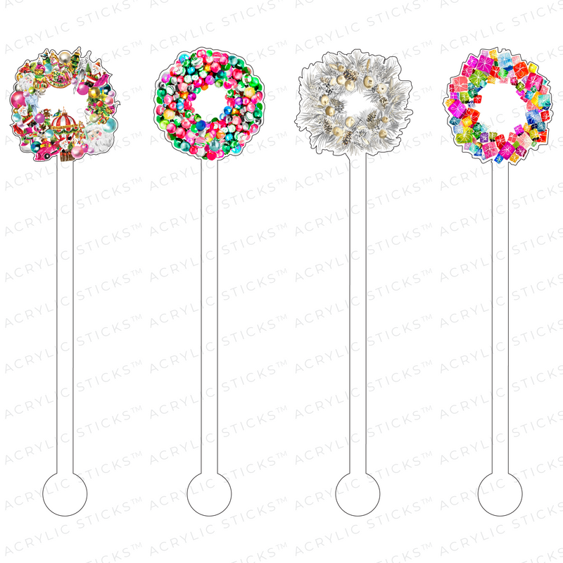 HAUTE HOLIDAY WREATHS ACRYLIC STIR STICKS COMBO