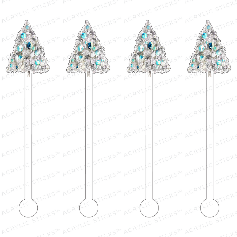 AQUA BAUBLES CHRISTMAS TREE ACRYLIC STIR STICKS
