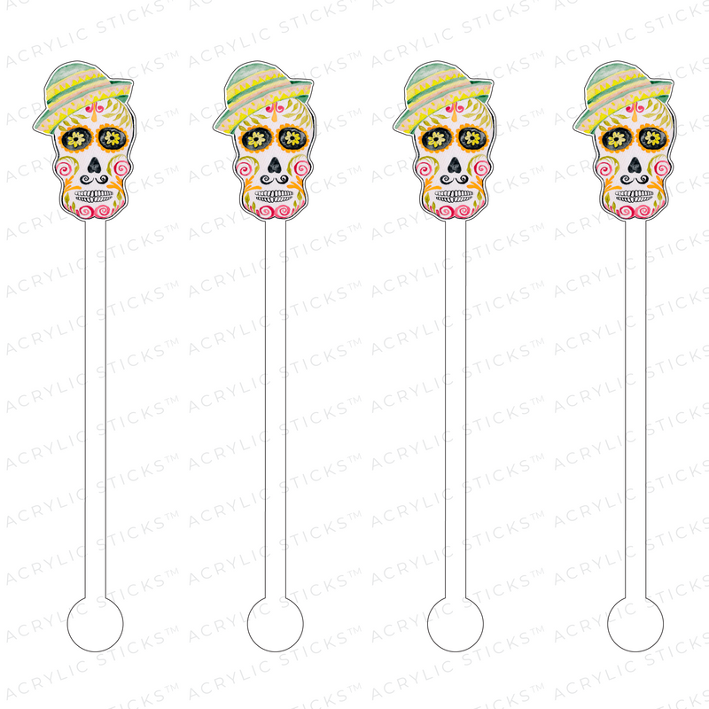 GRANDPA SUGAR SKULL ACRYLIC STIR STICKS