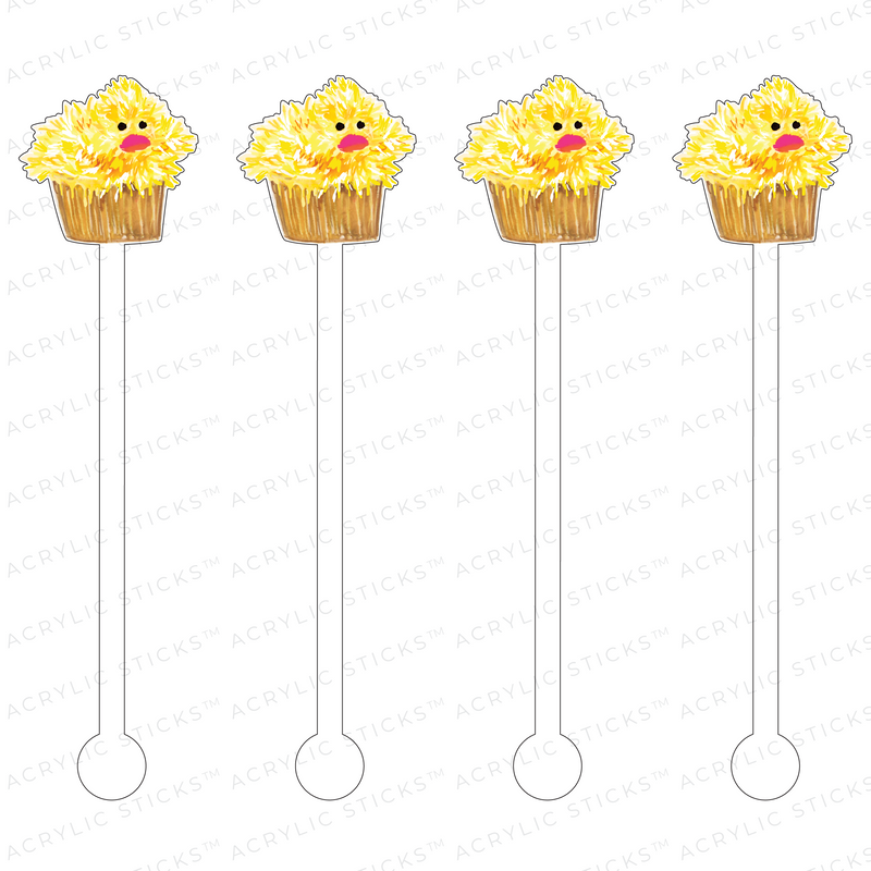 BABY CHICK CUPCAKE ACRYLIC STIR STICKS