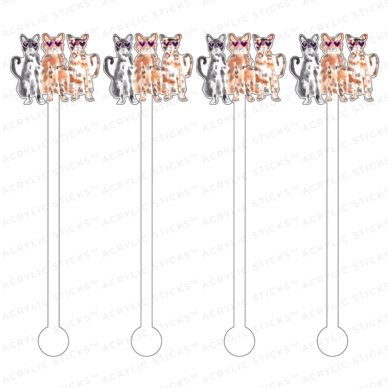 AS X EVELYN HENSON COOL KITTY COMPANIONS ACRYLIC STIR STICKS