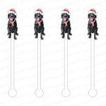 CHRISTMAS BLACK LAB ACRYLIC STIR STICKS