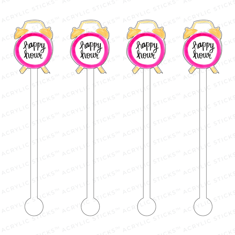 AS X EVELYN HENSON HAPPY HOUR CLOCK ACRYLIC STIR STICKS
