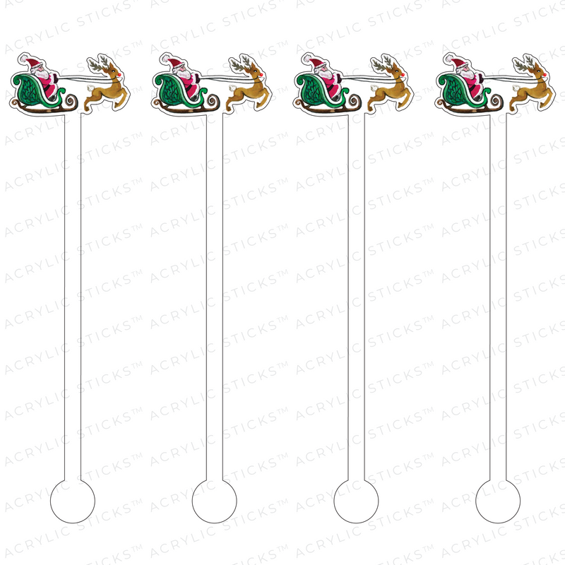 SANTA'S SLEIGH ACRYLIC STIR STICKS