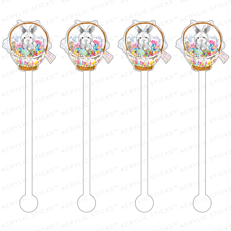 HAPPY BUNNY EASTER BASKET ACRYLIC STIR STICKS