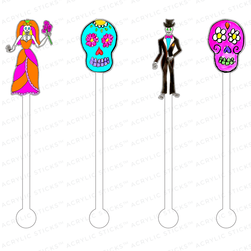 DAY OF THE DEAD WEDDING ACRYLIC STIR STICKS COMBO