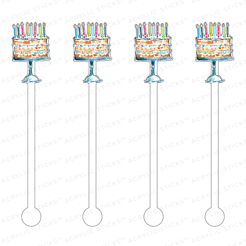 AS X EVELYN HENSON HAPPY BIRTHDAY CONFETTI CAKE ACRYLIC STIR STICKS