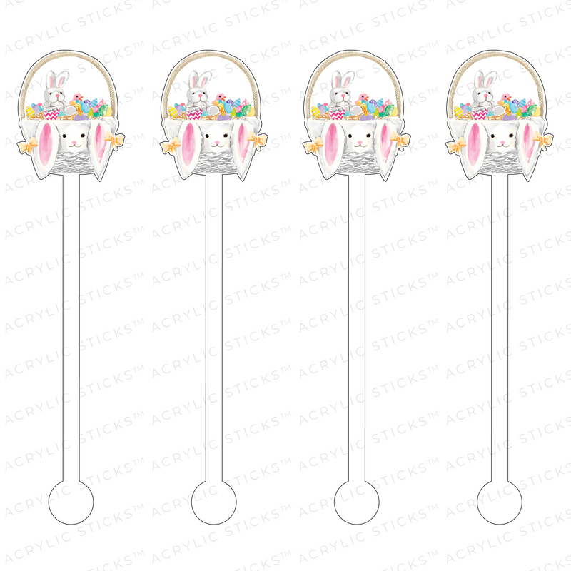 BUNNIES EASTER BASKET ACRYLIC STIR STICKS