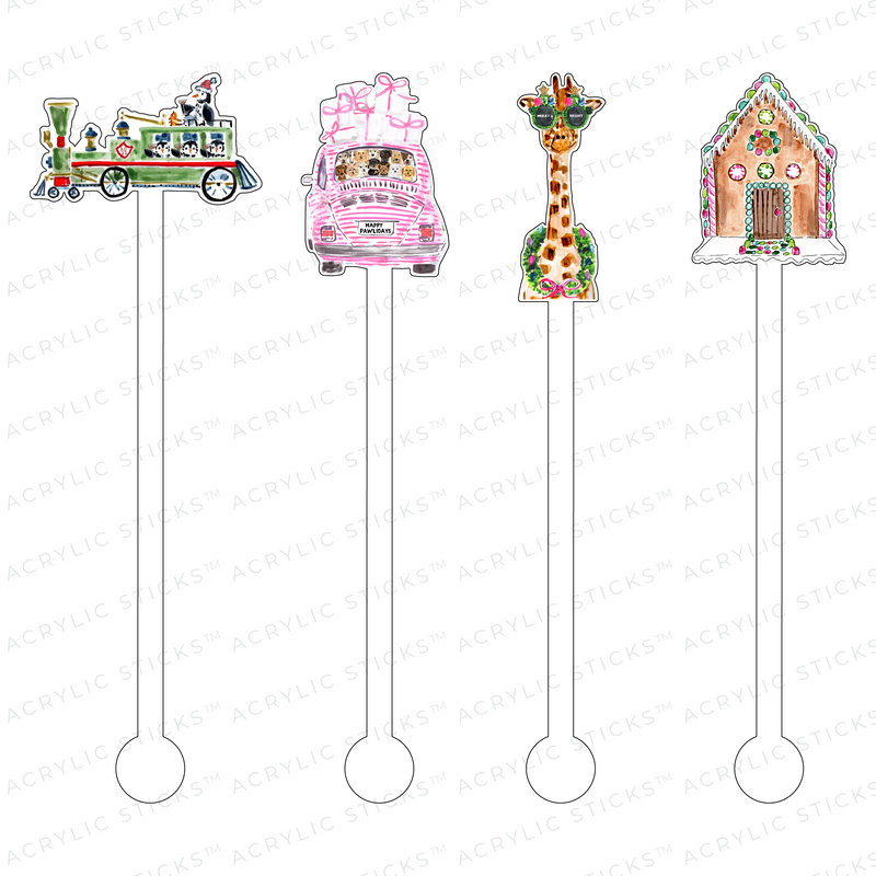 AS X EVELYN HENSON ANIMAL HOLIDAY HOUSE ACRYLIC STIR STICKS COMBO