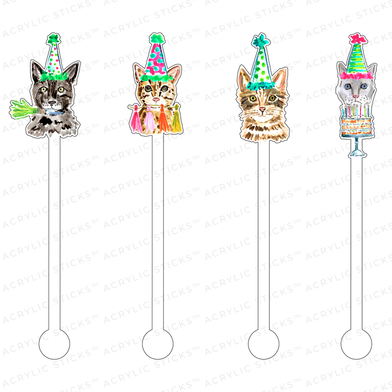 AS X EVELYN HENSON PARTY CATS ACRYLIC STIR STICKS COMBO