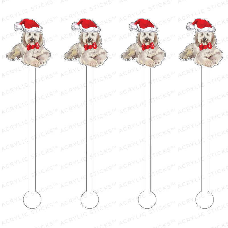 WHITE CHRISTMAS DOODLE ACRYLIC STIR STICKS