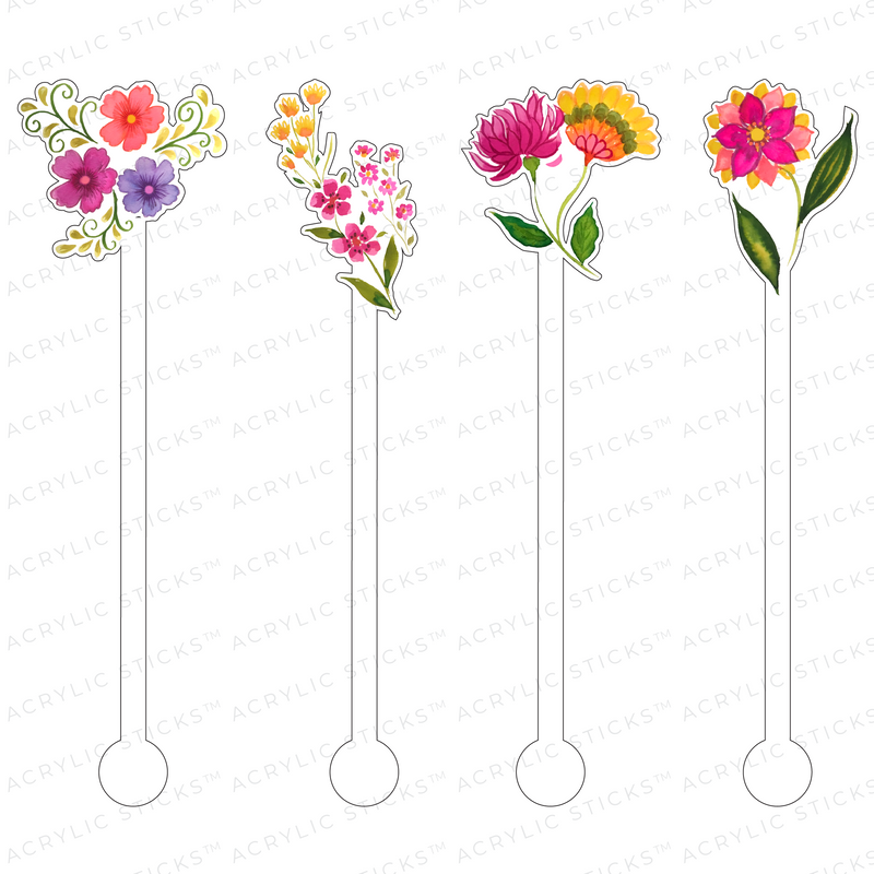 FIESTA FLOWERS ACRYLIC STIR STICKS COMBO