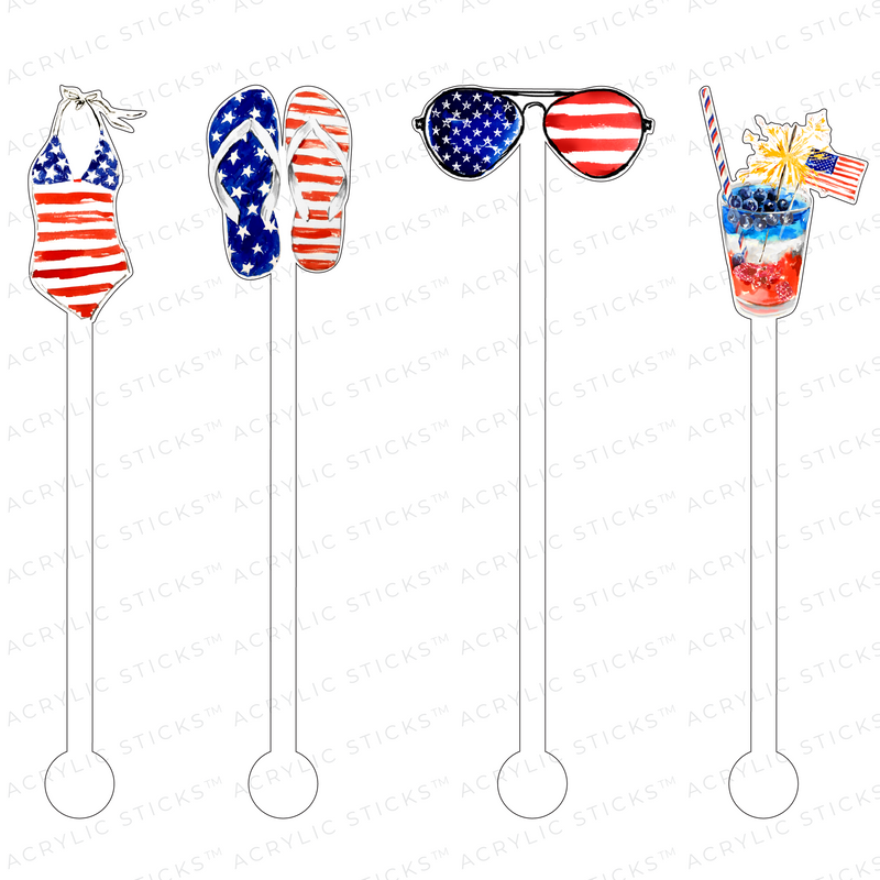 PATRIOTIC BABE ACRYLIC STIR STICKS COMBO