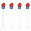 AS X SWEET CAROLINE DESIGNS BLUE DRAGON GINGER JAR with POINSETTIAS ACRYLIC STIR STICKS