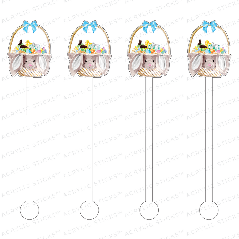 BUNNY LOVE EASTER BASKET ACRYLIC STIR STICKS