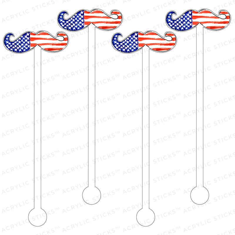 'MERICAN MUSTACHE ACRYLIC STIR STICKS