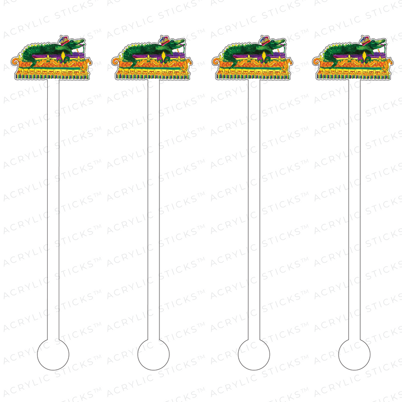 ALLIGATOR MARDI GRAS FLOAT ACRYLIC STIR STICKS