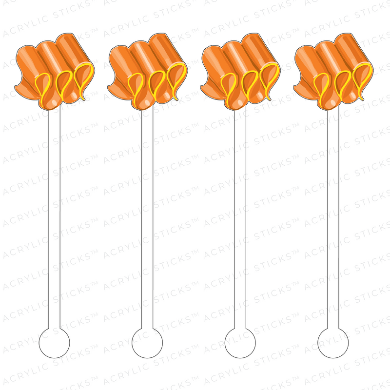 AS X SWEET CAROLINE DESIGNS ORANGE RIBBON CANDY ACRYLIC STIR STICKS