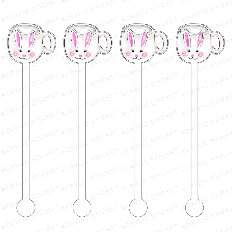 EASTER BUNNY MUG ACRYLIC STIR STICKS