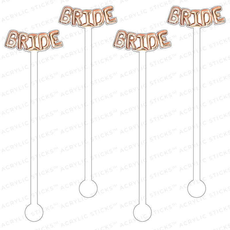 BRIDE ROSE GOLD HELIUM BALLOONS ACRYLIC STIR STICKS