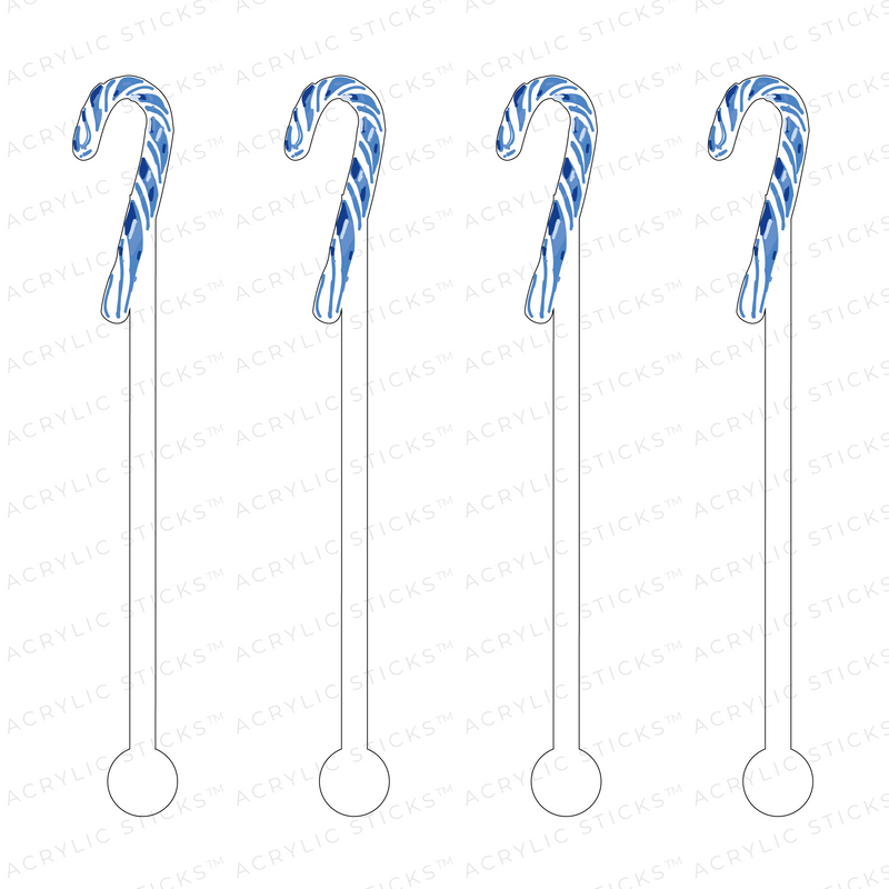 AS X SWEET CAROLINE DESIGNS BLUE & WHITE CANDY CANE ACRYLIC STIR STICKS