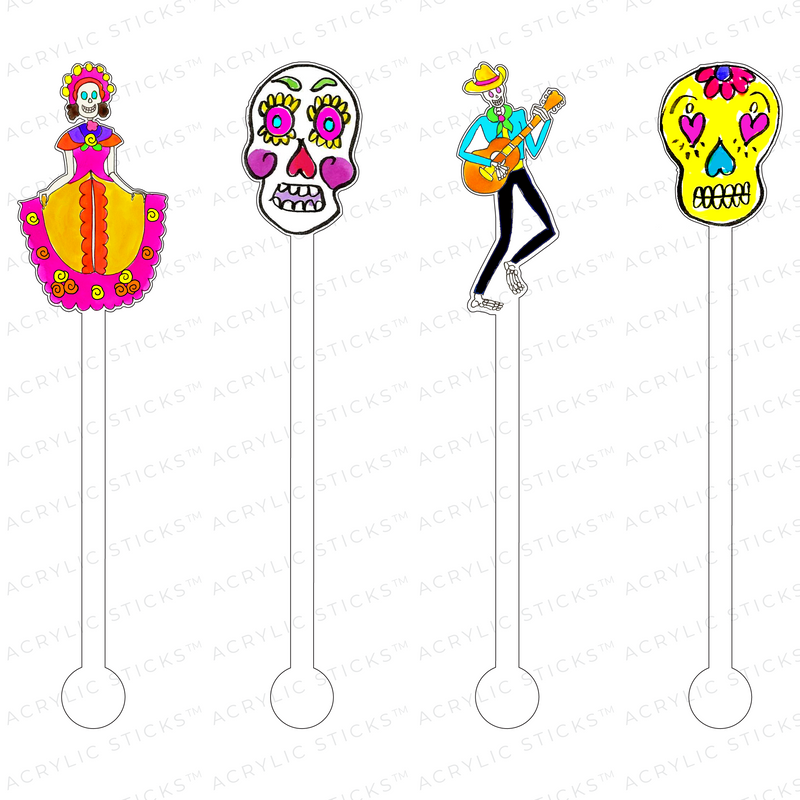 DAY OF THE DEAD ACYLIC STIR STICKS COMBO