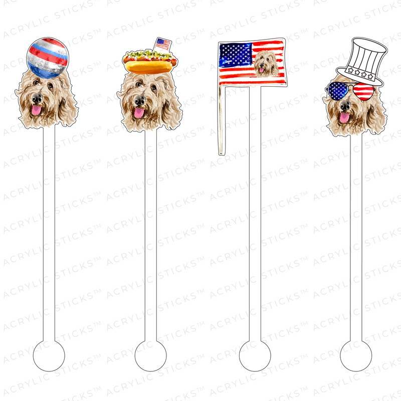 PATRIOTIC DOODLE ACRYLIC STIR STICKS COMBO