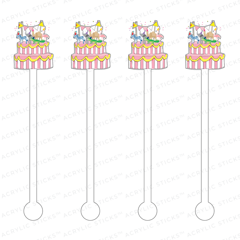 ACRYLIC STICKS X SCD PINK ANIMAL CAKE ACRYLIC STIR STICKS