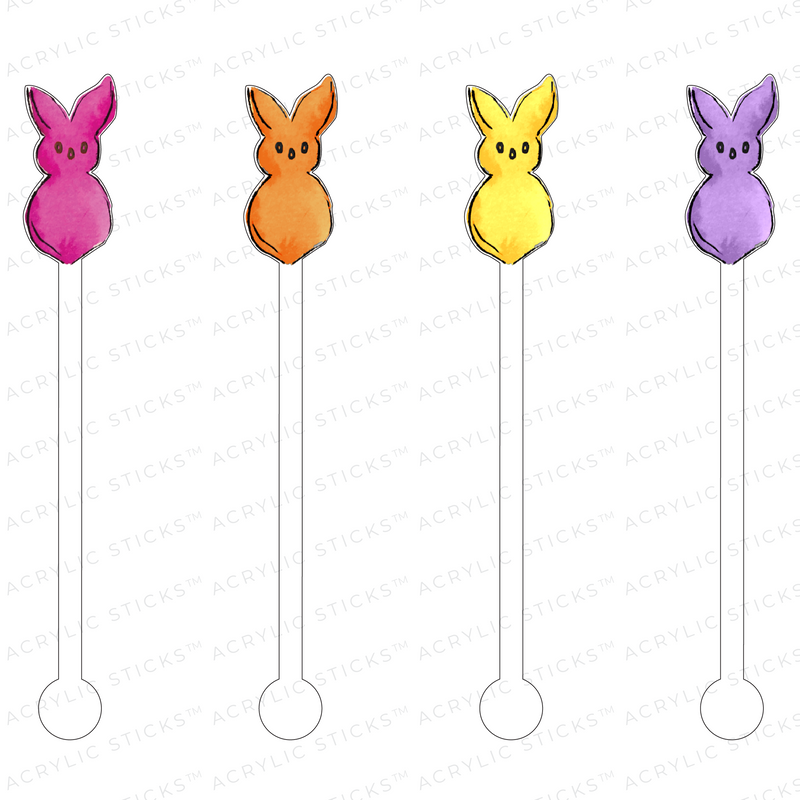 BUNNY MARSHMALLOWS ACRYLIC STIR STICKS COMBO