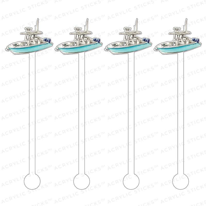 FISHING BOAT ACRYLIC STIR STICKS