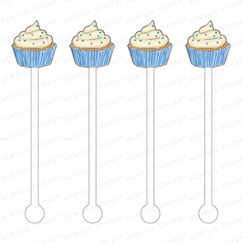 ACRYLIC STICKS X SCD BLUE SPRINKLE CUPCAKE ACRYLIC STIR STICKS