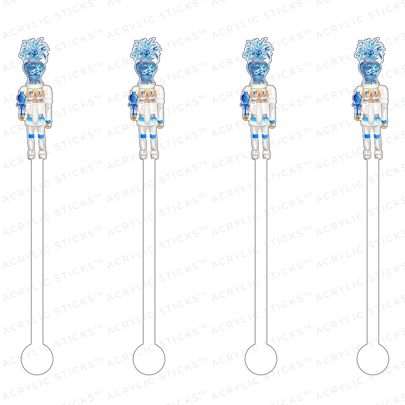 BLUE & WHITE CHINOISERIE NUTCRACKER ACRYLIC STIR STICKS