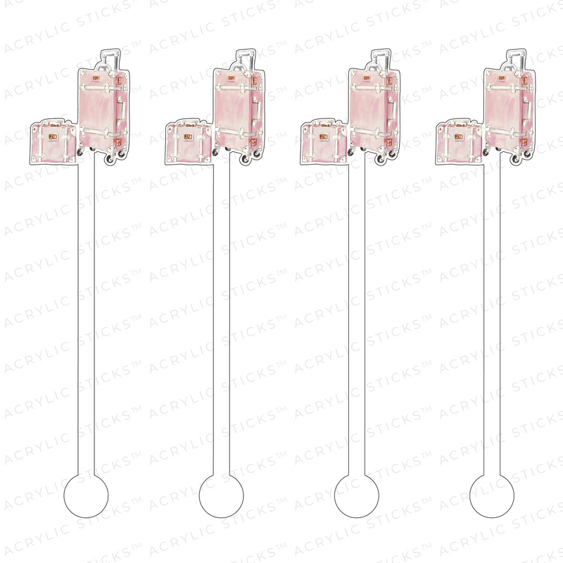 PINK DESIGNER LUGGAGE ACRYLIC STIR STICKS