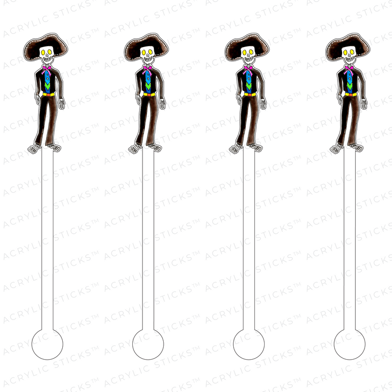 DAY OF THE DEAD SENOR ACRYLIC STIR STICKS