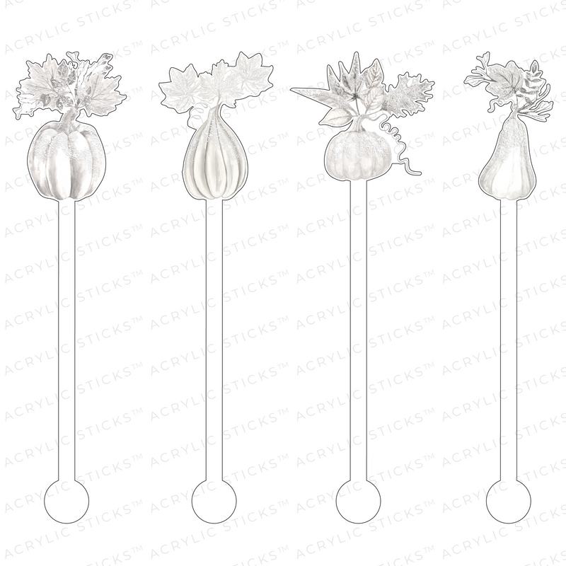 FALL WHITE GOURDS ACRYLIC STIR STICKS COMBO