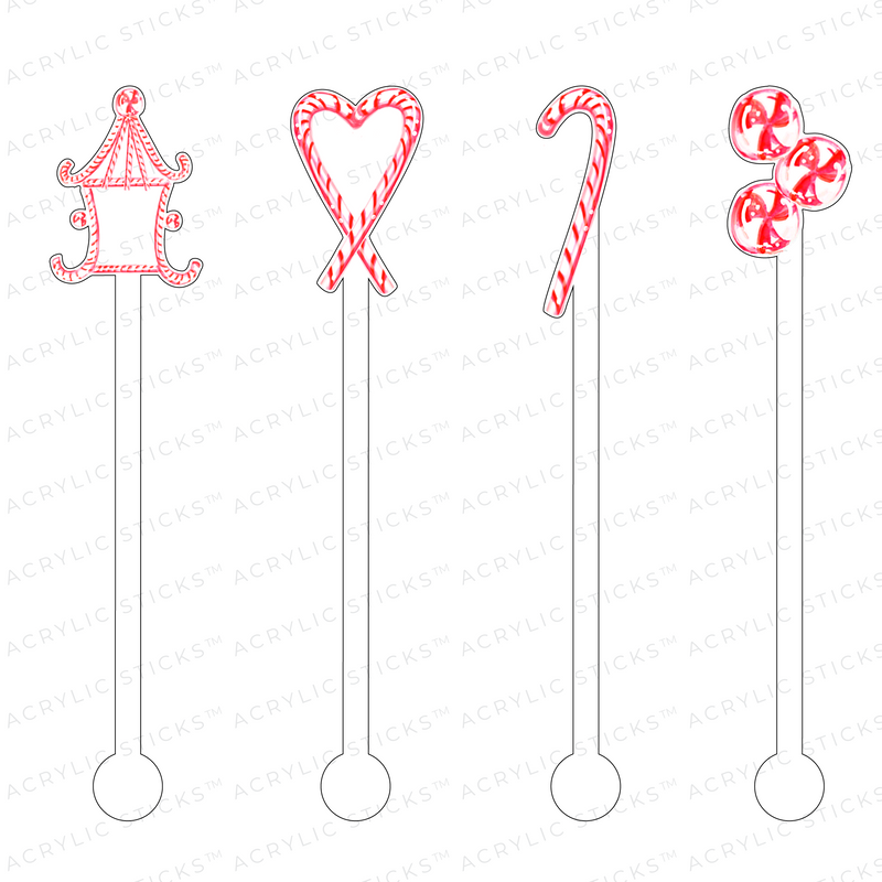AS X GIDDY PAPERIE PEPPERMINT PAGODA ACRYLIC STIR STICKS COMBO