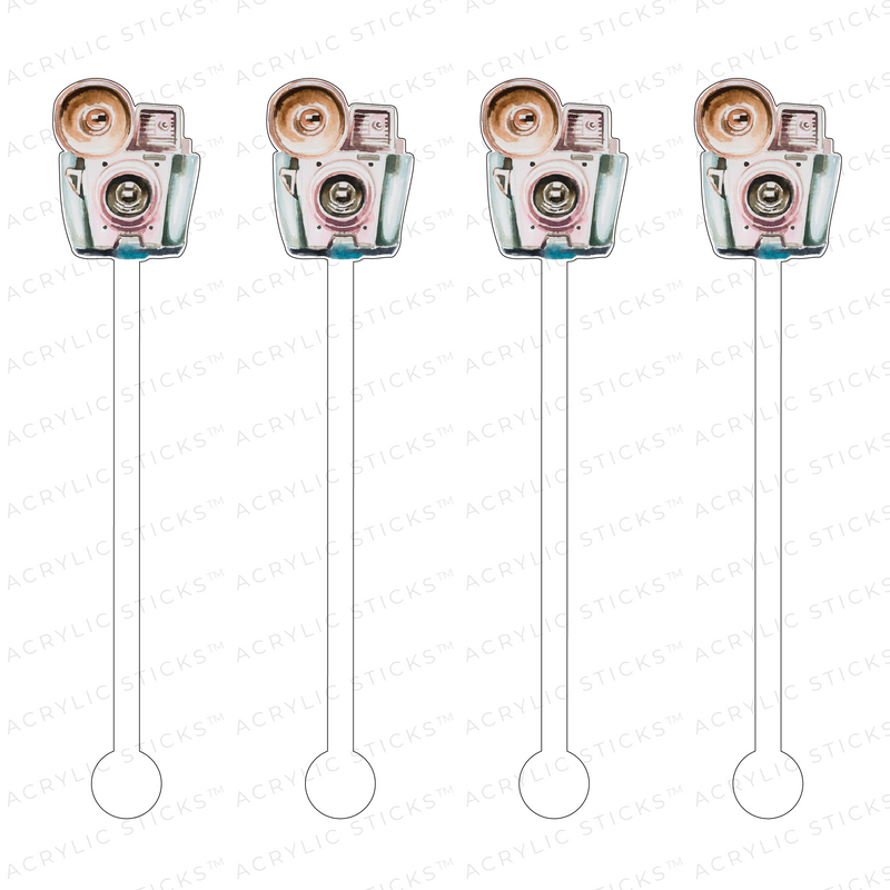 VINTAGE CAMERA ACRYLIC STIR STICKS