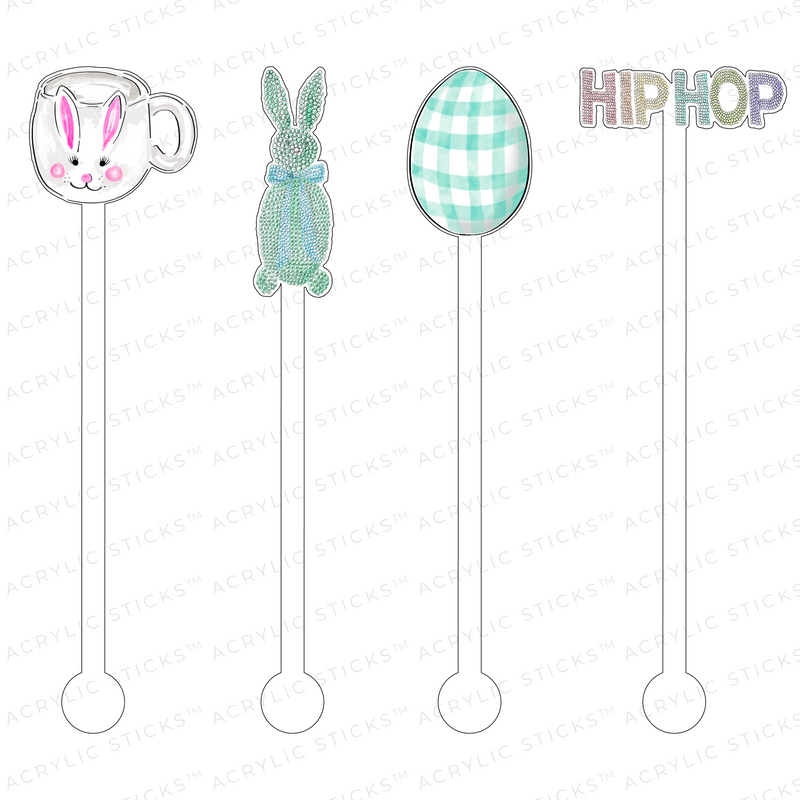 HIP HOP BUNNY ACRYLIC STIR STICKS COMBO