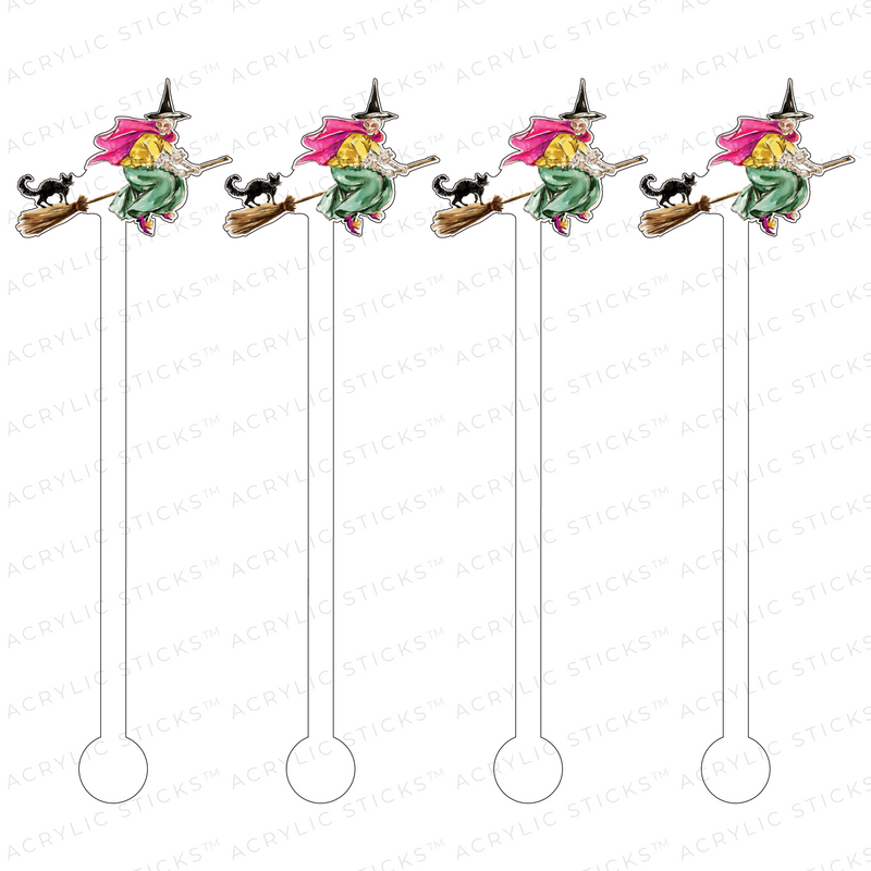 FABULOUS FLYING WITCH ACRYLIC STIR STICKS