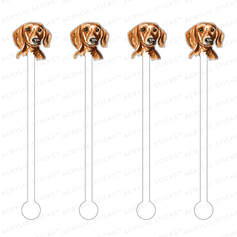 RED DACHSHUND PROFILE ACRYLIC STIR STICKS