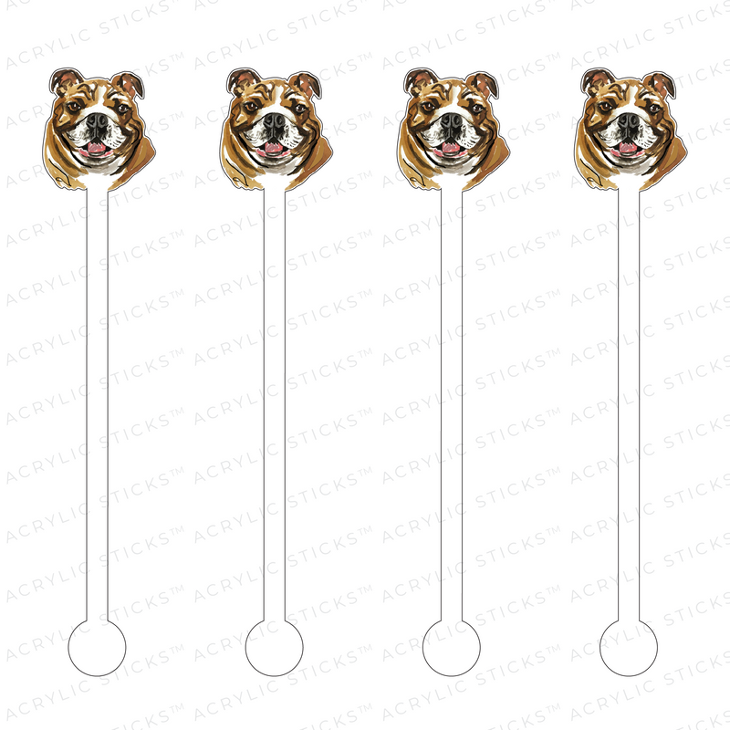 ENGLISH BULLDOG PROFILE ACRYLIC STIR STICKS