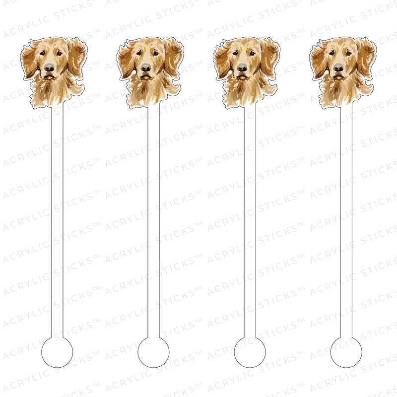 GOLDEN RETRIEVER PROFILE ACRYLIC STIR STICKS