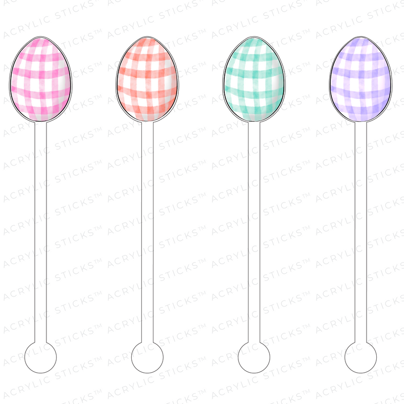 GA GA OVER GINGHAM EGGS ACRYLIC STIR STICKS COMBO