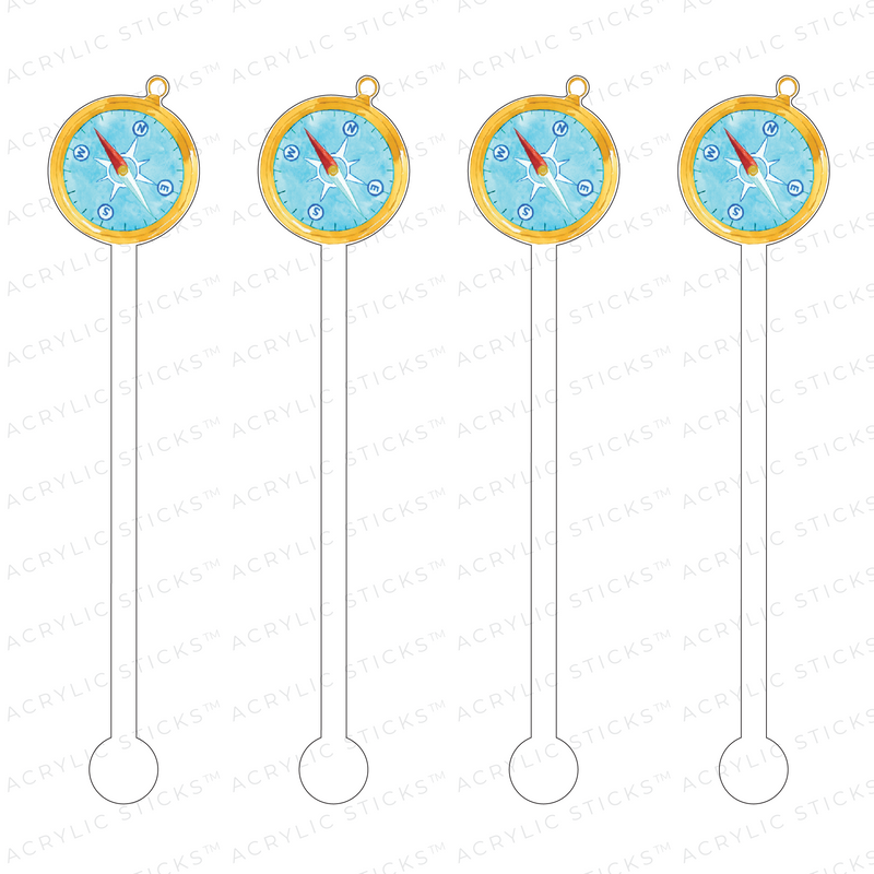TRAVEL COMPASS ACRYLIC STIR STICKS