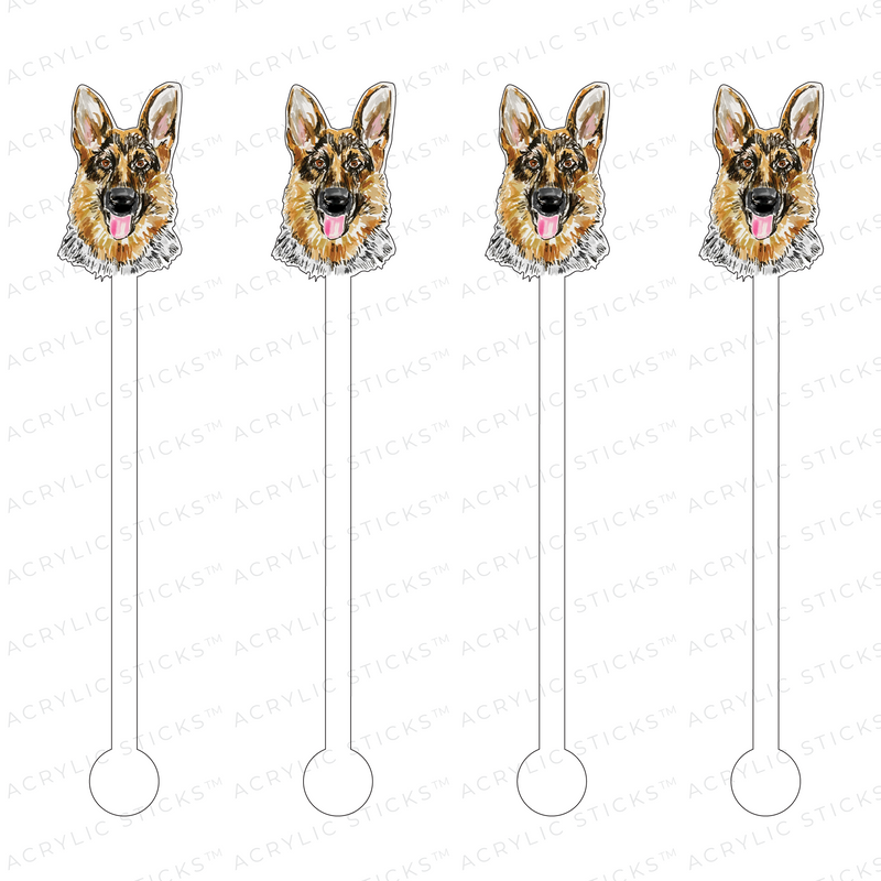 GERMAN SHEPARD PROFILE ACRYLIC STIR STICKS