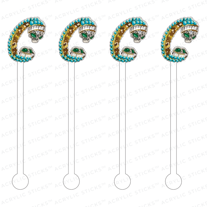'C' JEWELED MONOGRAM ACRYLIC STIR STICKS